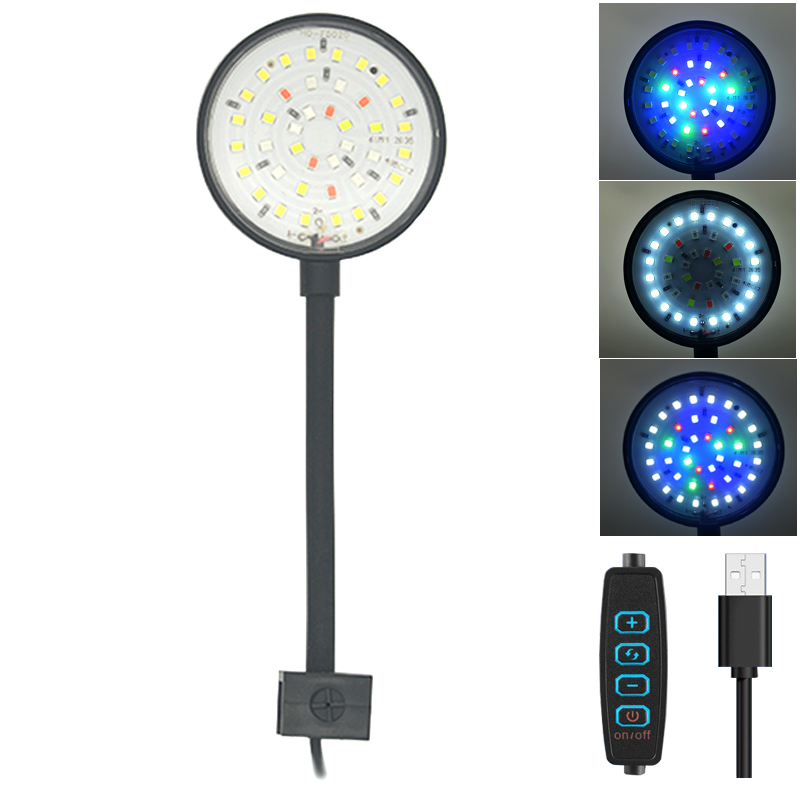 Aquarium Plant Light Spectrum - USB 水族館 LED ランプ水槽ライト装飾水生植物複数のモード調光可能な明度フルスペクトルミニクリップライト 5V
