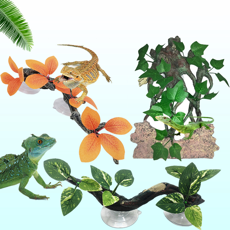 Aquarium Plant Vine - 小さな樹脂製水槽装飾植物、蔓、木の根、水生景観装飾、リアルな爬虫類ペットタンク盆栽飾り