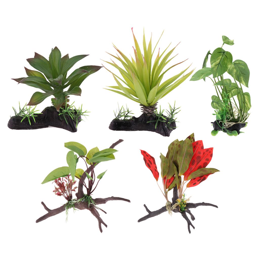 Aquarium Plant Vine - 爬虫類テラリウム用人工植物、ジャングルの蔓の装飾用品、爬虫類テラリウムアクセサリー、水槽用