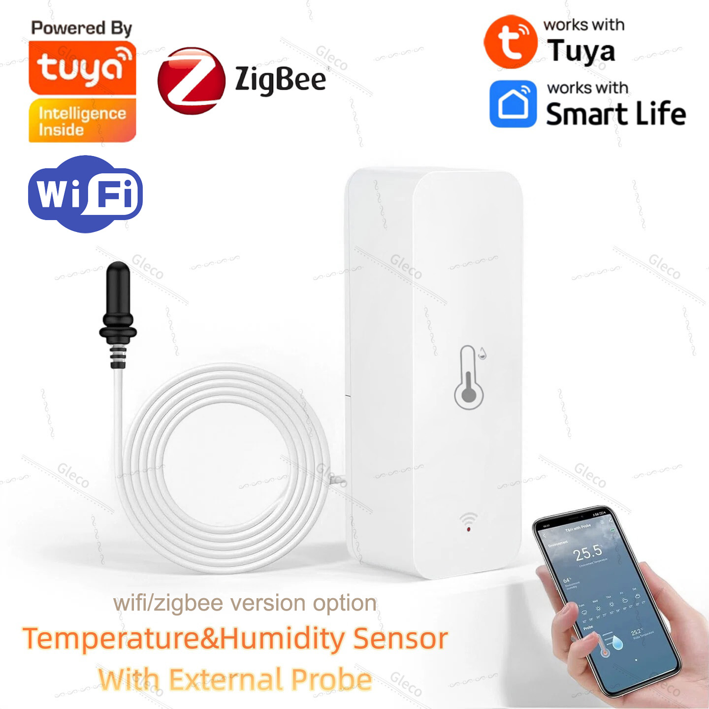 Aquarium Plant - Tuya Wifi Zigbee 温度と湿度センサー 外部プローブ付き スマートライフ湿度計
