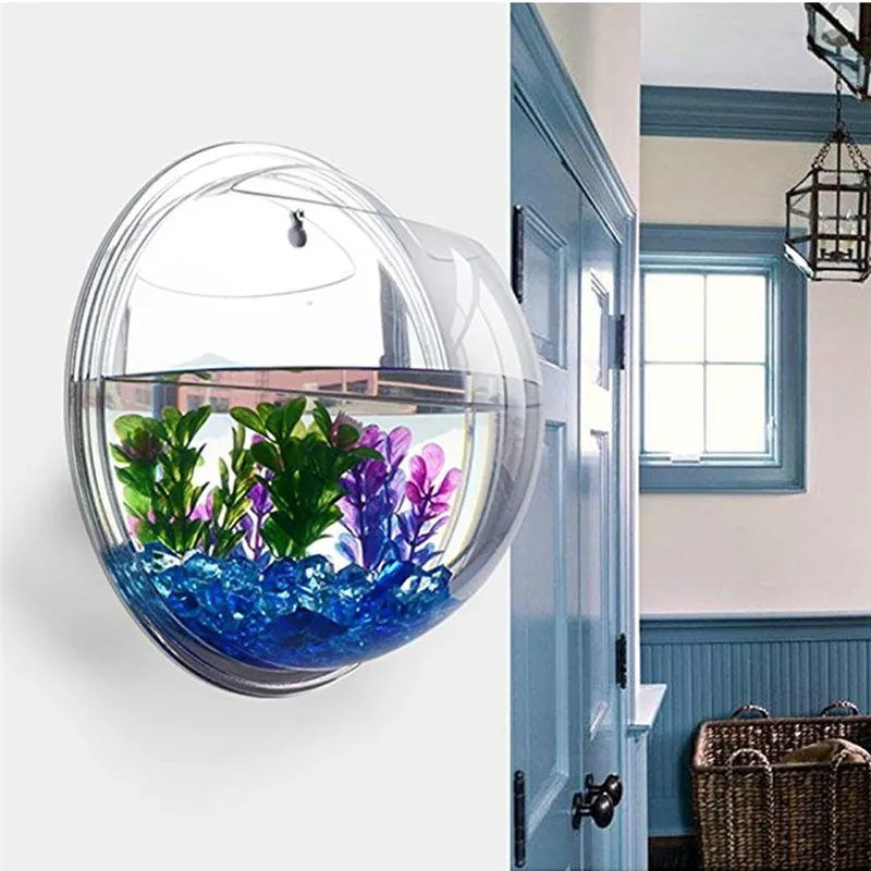 Aquarium Plant Grass - アクリルの壁にぶら下がっている水族館,植物の花瓶,花,ミニ水族館の装飾,オフィスの装飾