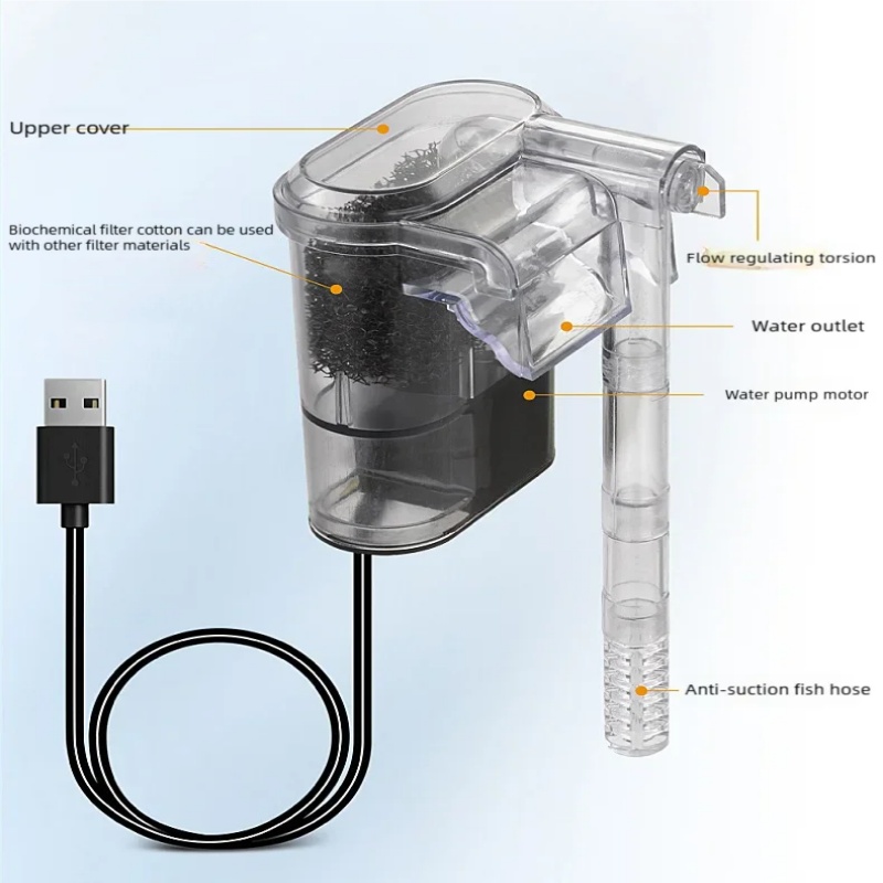 水槽用小型吊り下げ式USBフィルター 2.5W 250H/L - Planted Aquarium Cleaning のレビューと価格