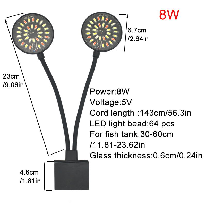 USB 水族館 LED ライト水槽クリップランプフルスペクト - Aquarium Plant Light Spectrum のレビューと価格
