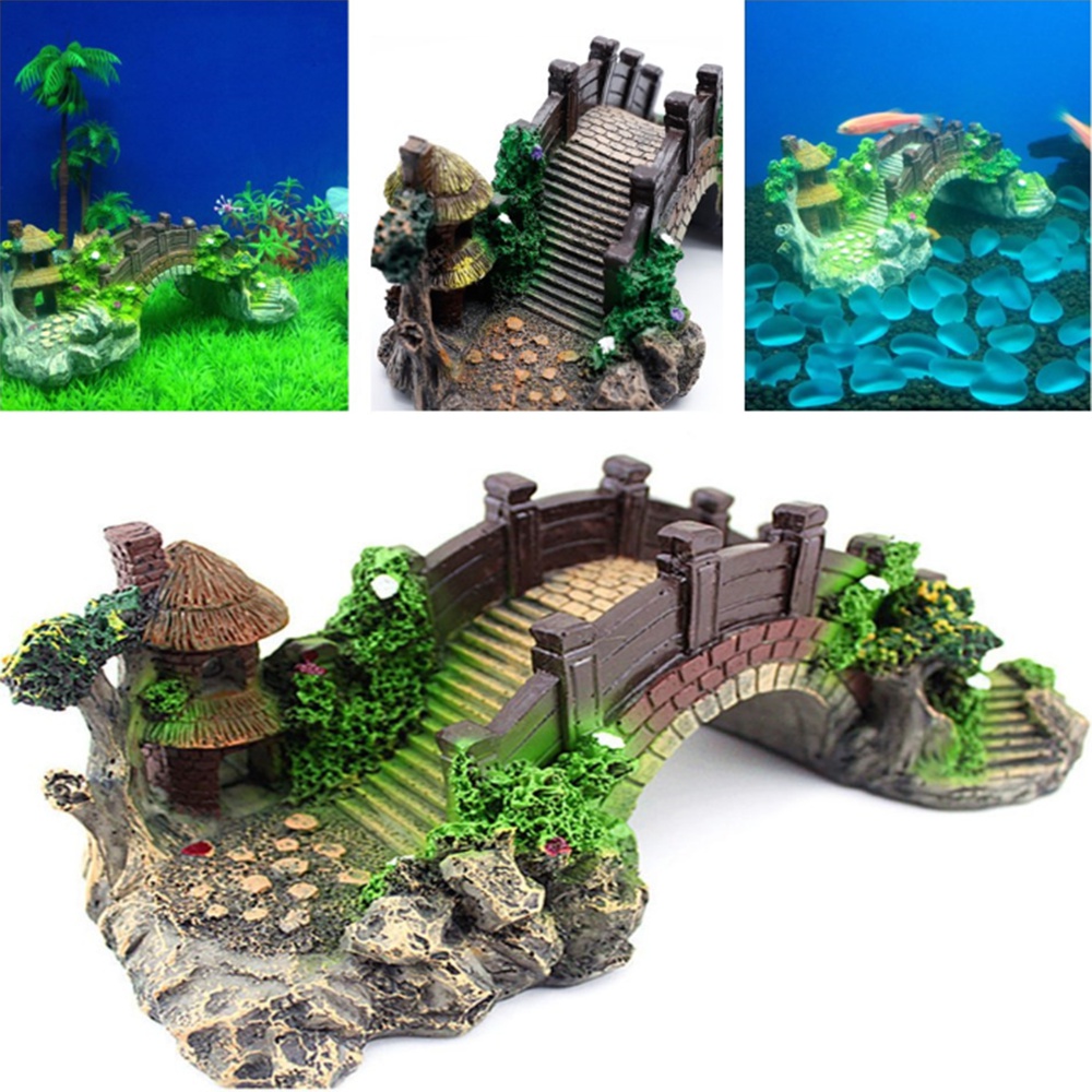水族館の水槽ヴィンテージ装飾橋風景装飾品パビリオンツリー植物 - Aquarium Planted Background のレビューと価格