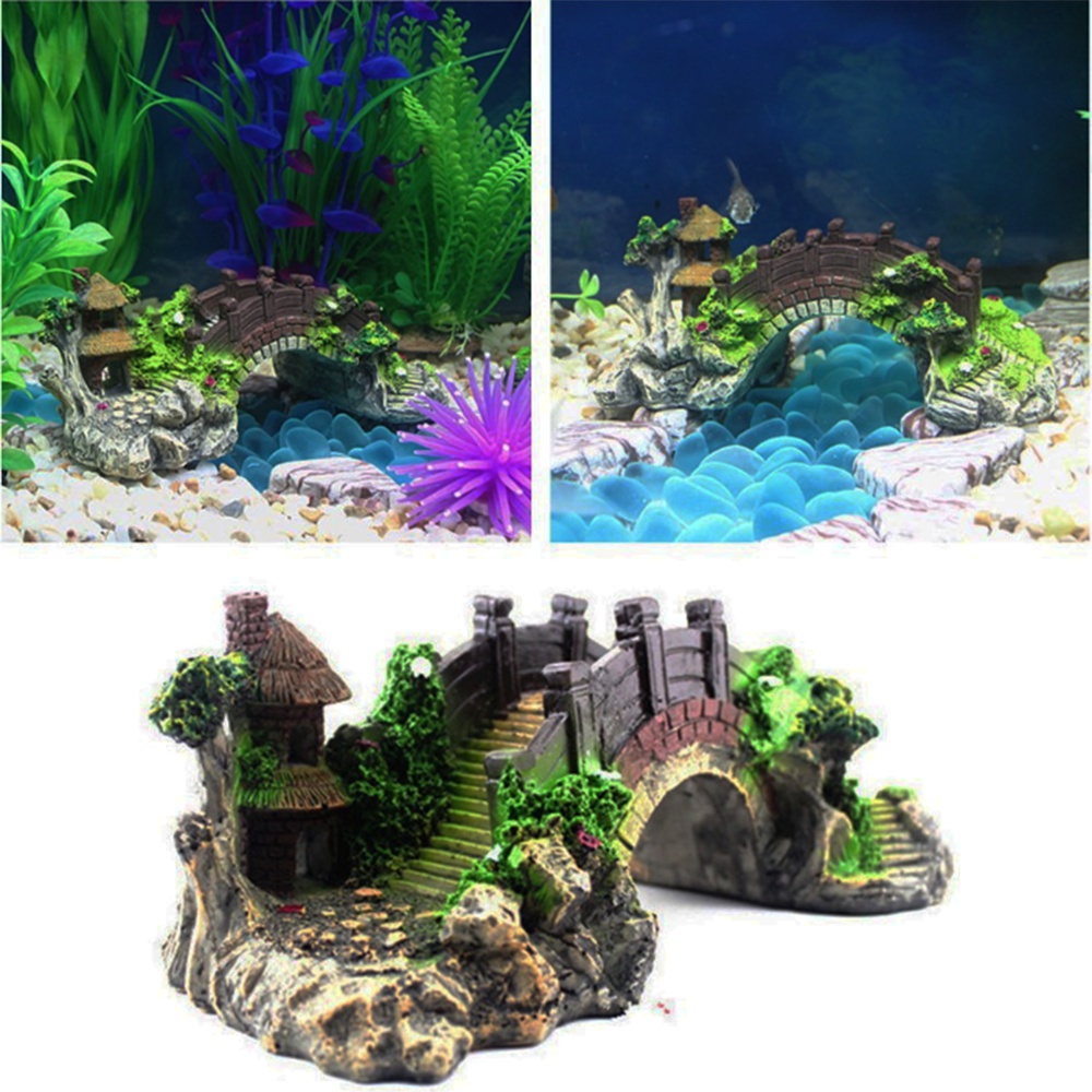 水族館の水槽ヴィンテージ装飾橋風景装飾品パビリオンツリー植物 - Aquarium Planted Background のレビューと価格